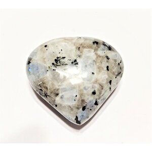 Natural Rainbow Moonstone Puffy Sparkling Heart Crystal Mineral